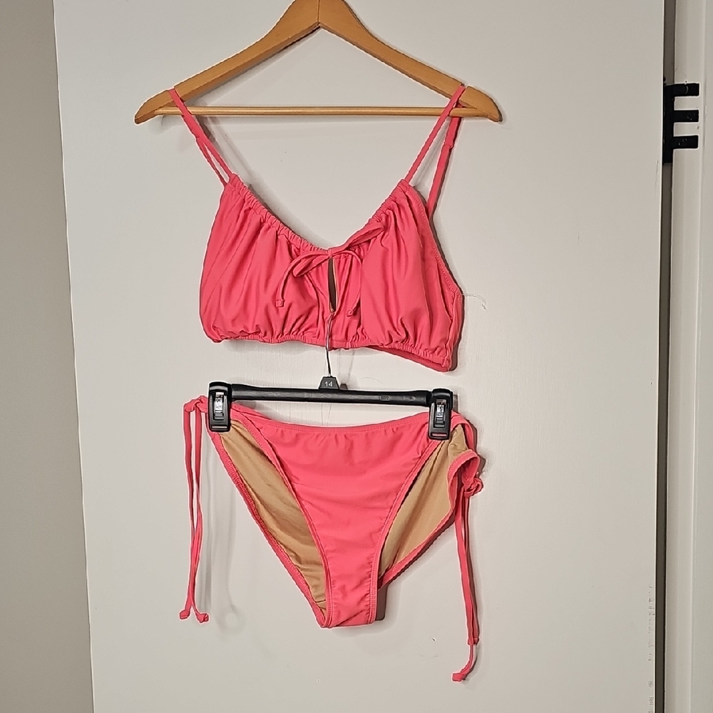 Women’s Pink Tie-Front Bikini Set